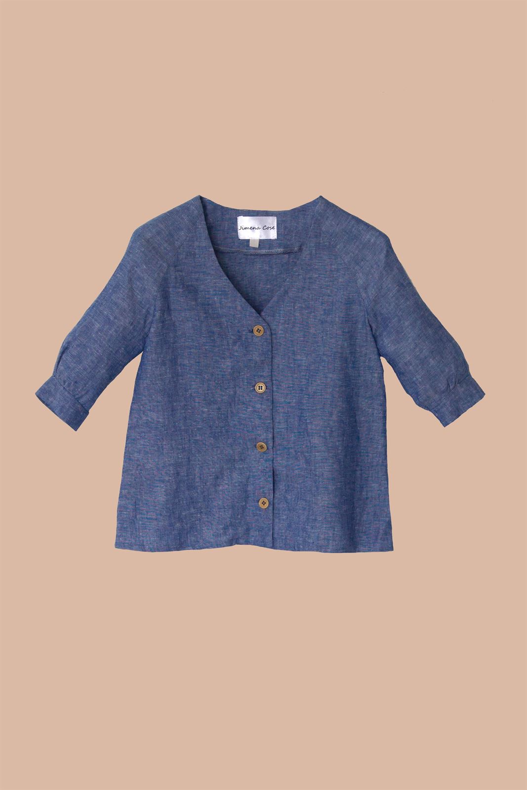 Camisa Adam lino azul denim - Imagen 3