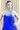 Vestido corto V-20 Shantung bicolor azul Klein y oro champan escote Holter - Imagen 2