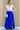Vestido largo sin manga mod V-40 de shantung azul añil y plata - Imagen 1