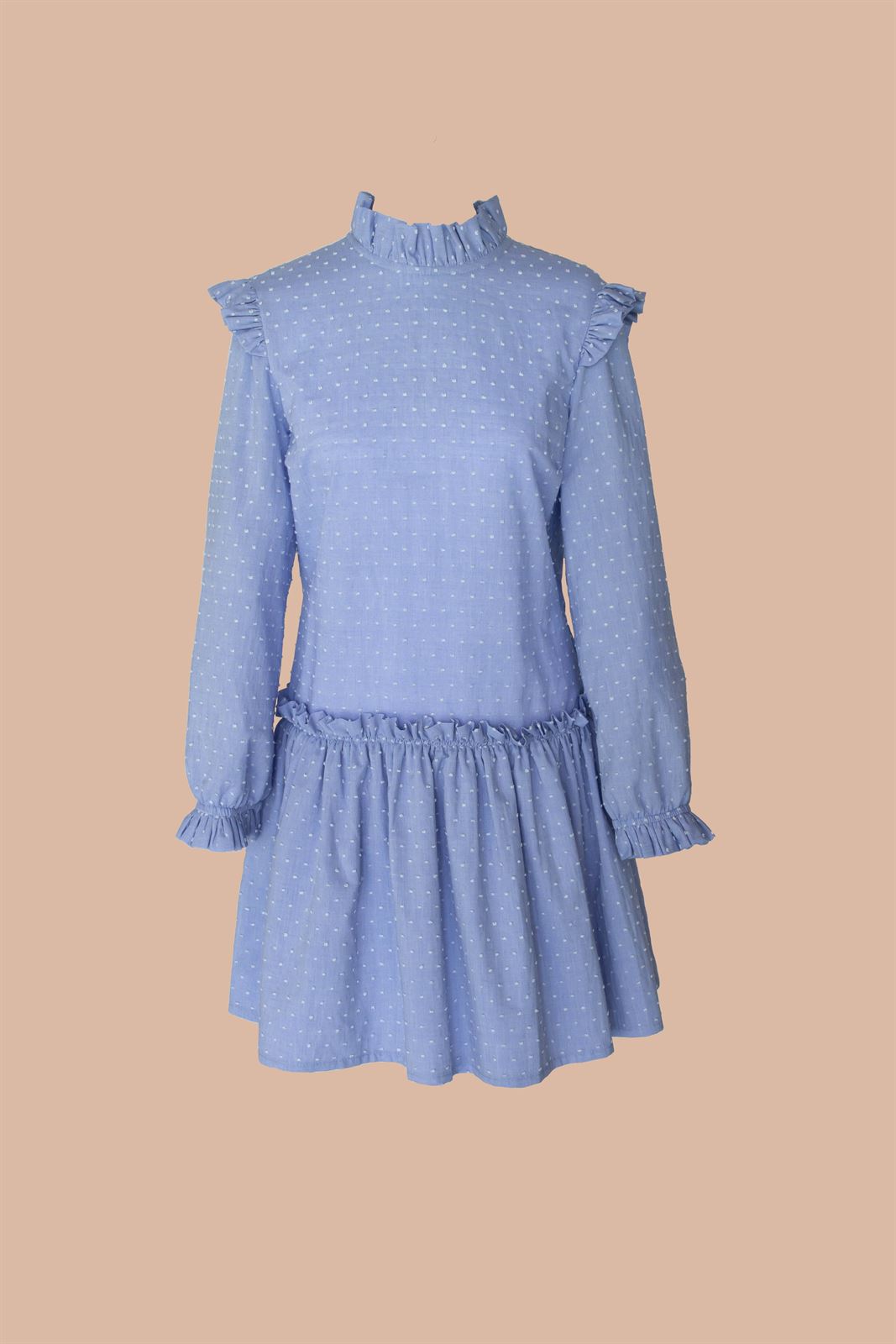 Vestido Lirio azul marino bordado al tono - Imagen 3