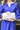 Vestido V-30 Shantung bicolor azul añil y champan, escote caja y manga cortita, falda corta abullonada - Imagen 2