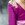 Vestido V-30 Shantung bicolor buganvilla y rosa empolvado, escote caja y manga cortita, falda corta abullonada - Imagen 1